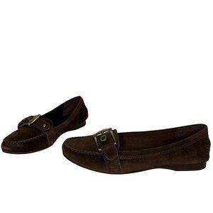 Franco‎ Sarto Kush Suede Leather Loafer Size 10 Brown Driver Slip On Casual Shoe